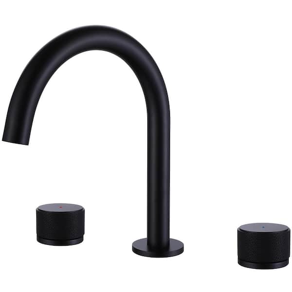 BWE 8 in. Widespread 2-Handle High-Arc Bathroom Faucet in Matte Black