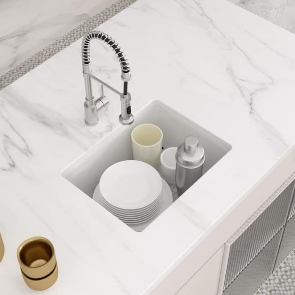 22 in. Undermount Sink Quartz/Granite Composite Single Bowl Kitchen Sink in White