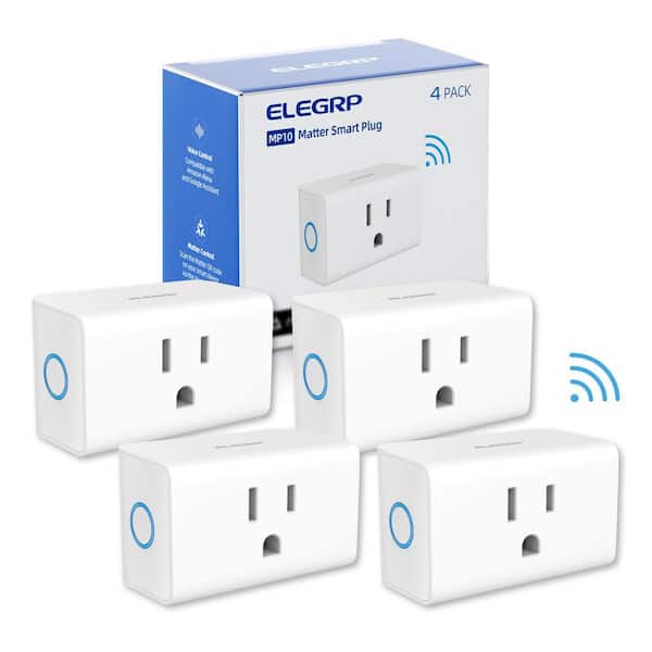 Mini Smart Plug Matter Supported 15A/1800W Max Compatible w/ Apple Home/Siri/Alexa/Google Home/Smartthings White 4-Piece