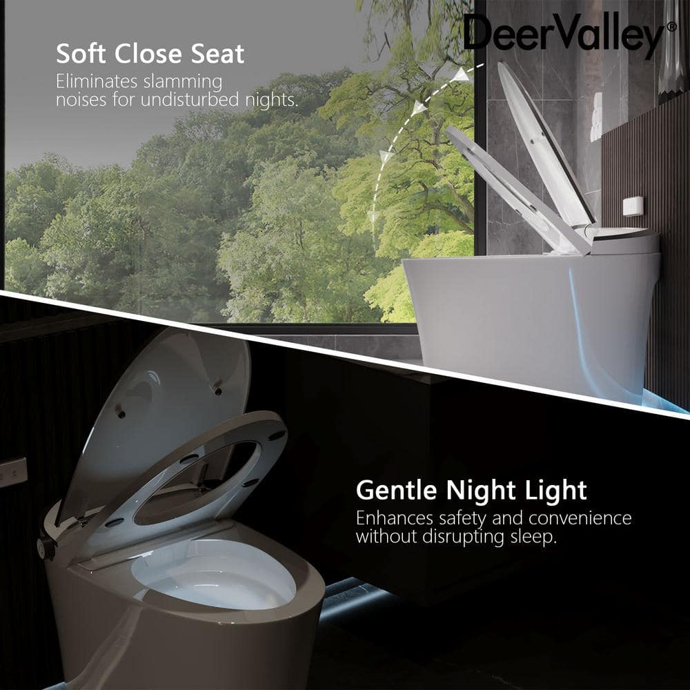 White Elongated Smart Bidet Toilet with Heated Seat and Remote