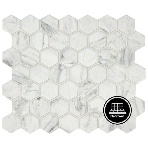 Lifeproof - Carrara 10 in. x 12 in. x 6.35 mm Ceramic Hexagon Mosaic Floor and Wall Tile (0.81 sq. ft./Each)