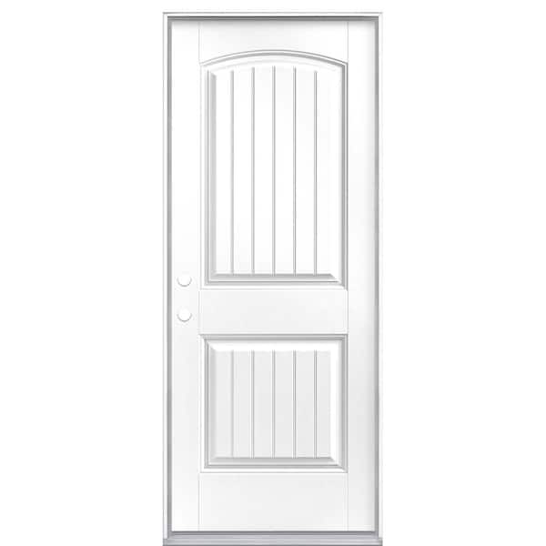 32 in. x 80 in. Cheyenne 2-Panel Right-Hand Inswing Painted Smooth Fiberglass Prehung Front Exterior Door No Brickmold