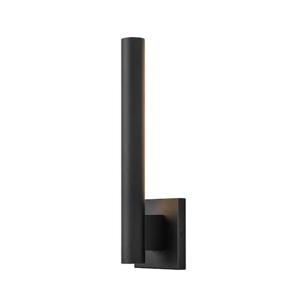 Rennnsan Hailey 1-Light Matte Black Outdoor Hardwired LED Cylinder Wall Sconce