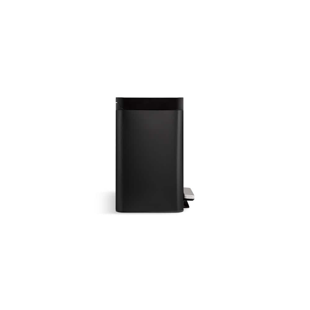8-Gallon Black Stainless Steel Step Trash Can with Pedal