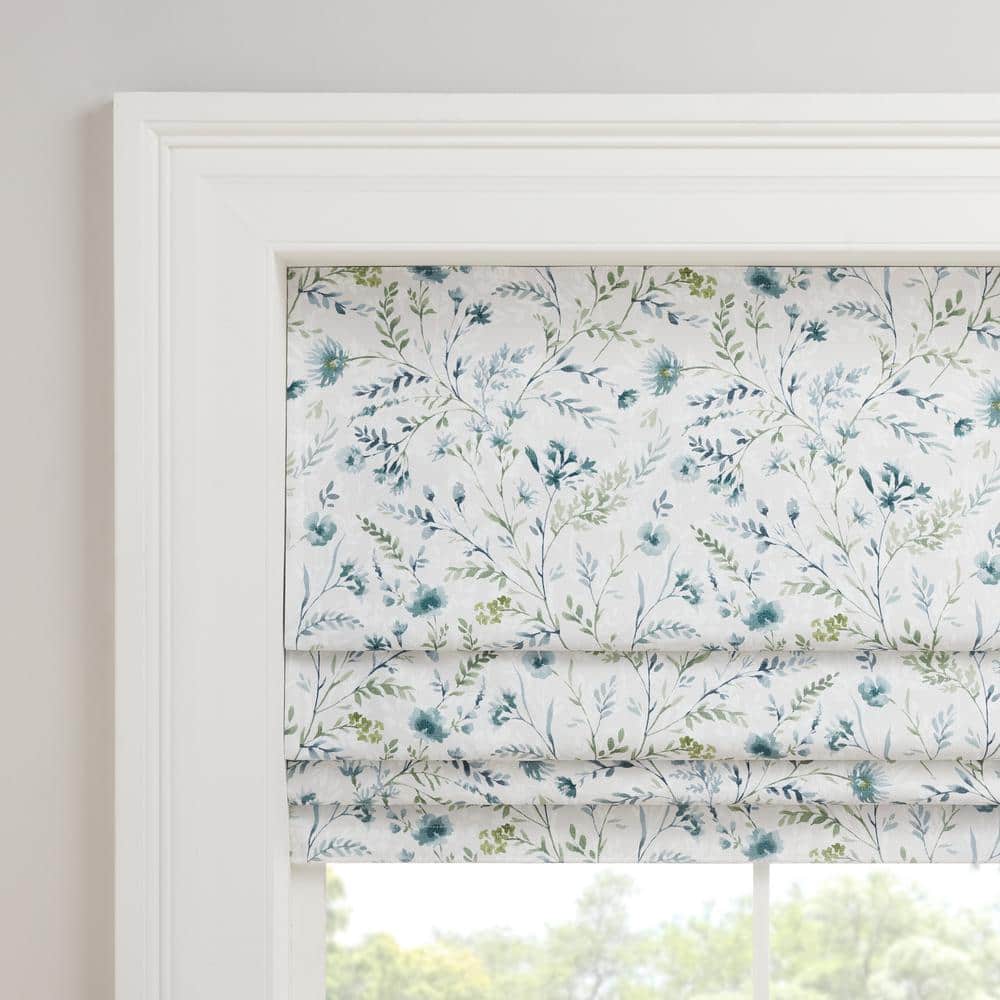 Marine Botanical Blackout Cordless Roman Shade 64x35