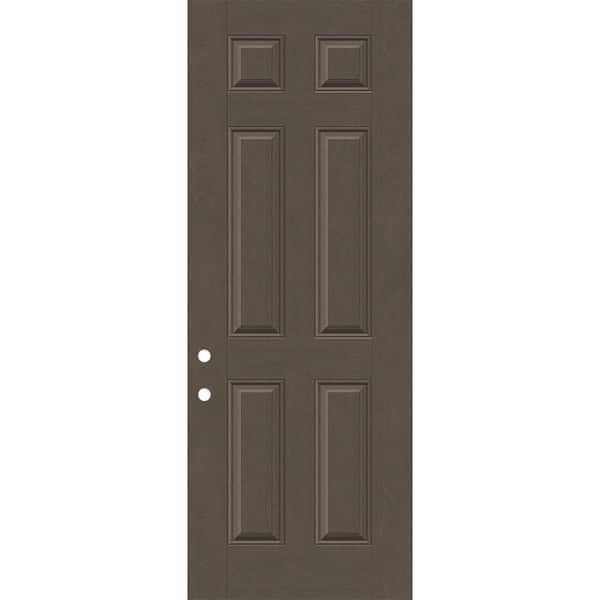 Steves & Sons Regency 36 in. x 96 in. Right-Handed 6 Panel Ashwood Stain Mahogany Fiberglass Front Door Slab