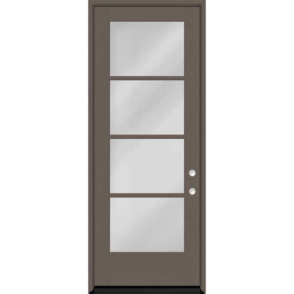 Legacy 32 in. x 96 in. Icon 4-Lite Modern Clear Glass LHIS Kindling Fiberglass Prehung Front Door with 6-9/16 in. Jamb price history on PriceWatchPro