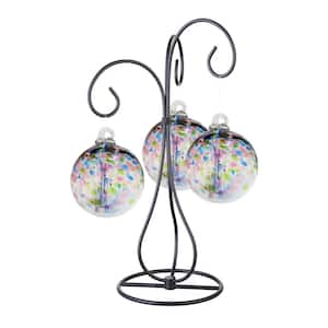 Tree Of Life 3 4 in. Multi-Color Hope Hand Blown Glass Balls with Metal Antique Bronze Finish Stand