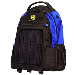 SolarGoPack 12k mAh Battery 5-Watt Size Solar Panel Charger Royal Blue and Black Backpack