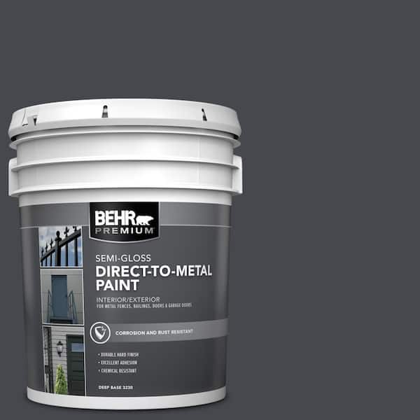 BEHR PREMIUM 5 gal. #N490-7 Ink Black Semi-Gloss Direct to Metal Interior/Exterior Paint