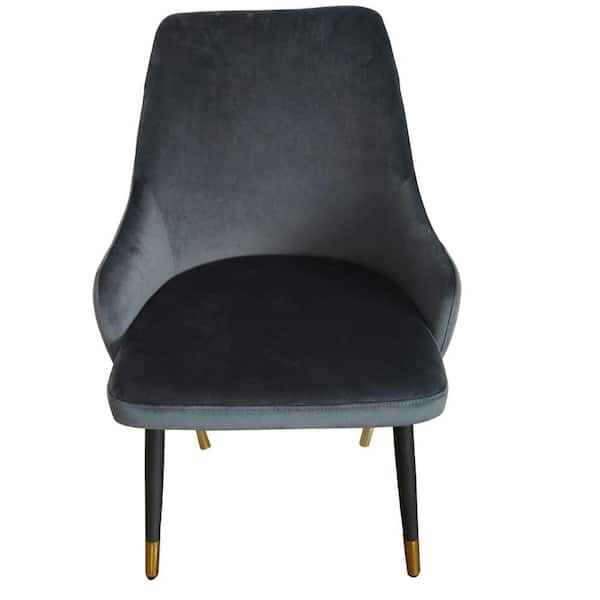 Benjara Gray, Black and Gold Fabric Metal Frame Dining Chair (Set of 2)
