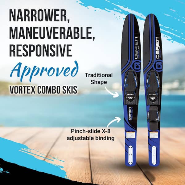 65.5 in. Blue Adult Vortex Combos Nylon Adjustable Wide Waterskis