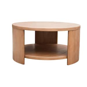 Skye 36 in. Natural Round Wood Coffee Table with Shelf