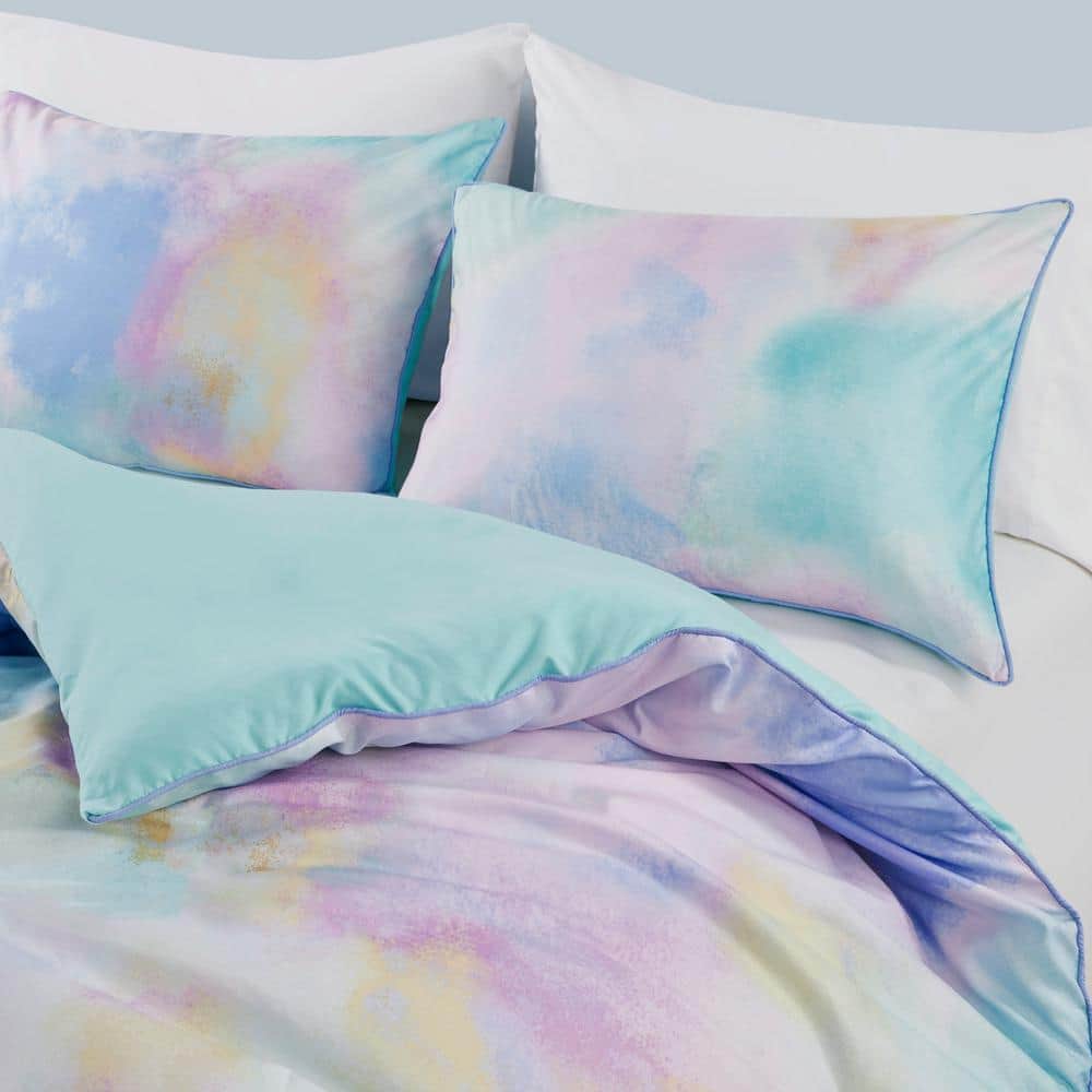 Aqua Watercolor Tie Dye Full Microfiber Comforter Set