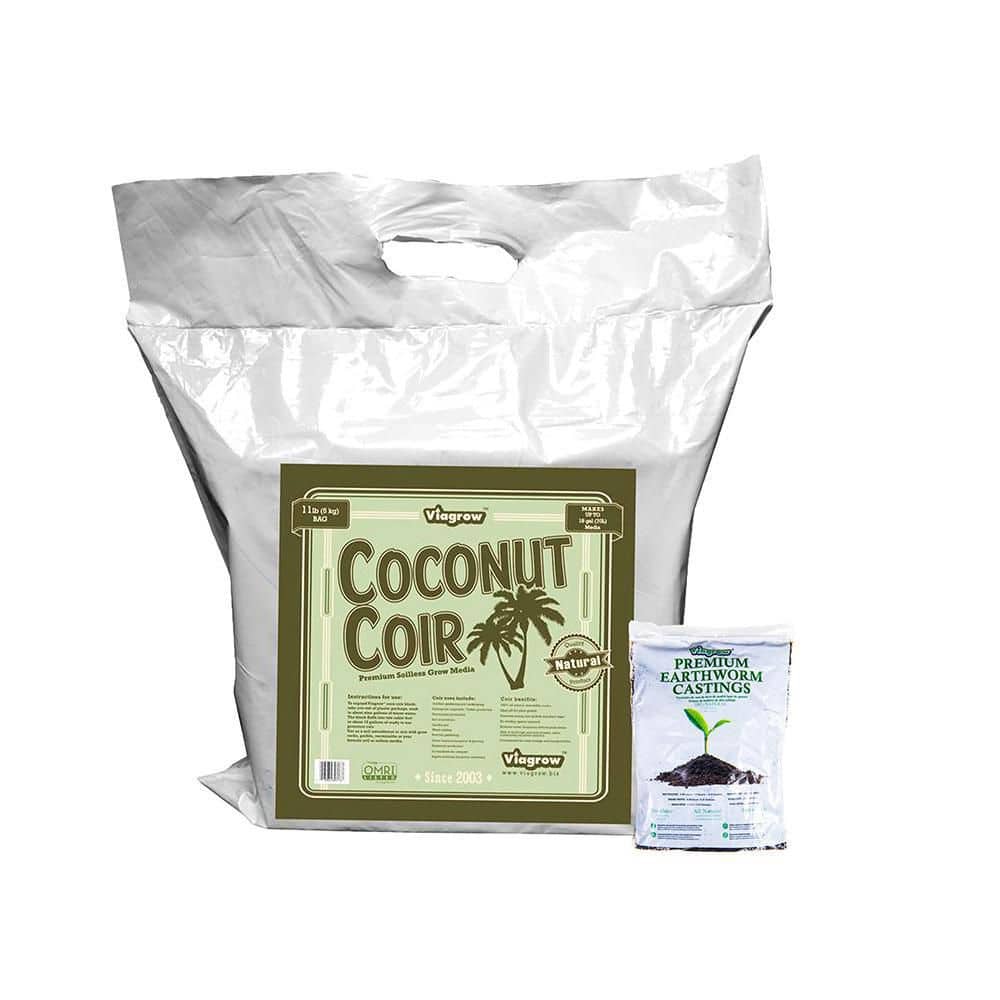 Viagrow 11 lb. (5KG) Coconut Coir Block & 1LB earth worm castings, Coco