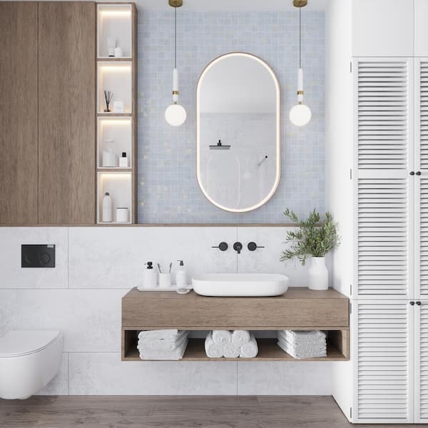 Aureate 11.71 in. x 11.71 in. Natural Light Blue Porcelain Mosaic Wall and Floor Tile (7.62 sq. ft./case) (8-pack)