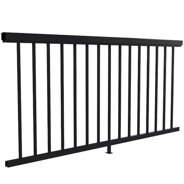 6 ft. Matte Black Aluminum Deck Railing Pre-Assembled Panel for 36 in. high system