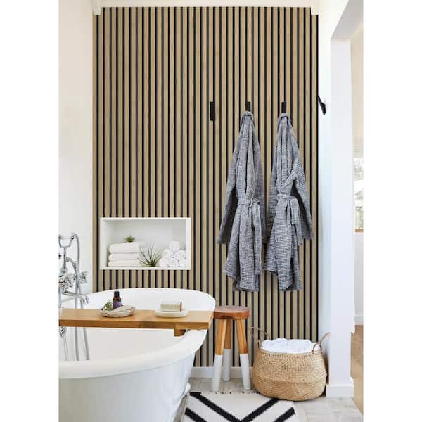 Oak Wood Slats Retro 3D PVC Striped Wallpaper Roll For TV And Living Room  Decor No Glue Included Not A Panel From Aishede, $44.33