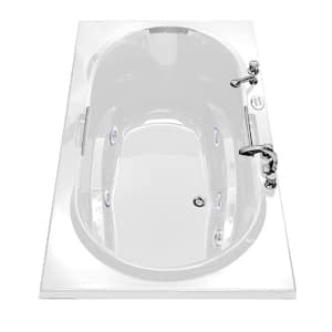 Antigua 72 in. Acrylic Center Drain Oval Drop-in Whirlpool and Air Bath Bathtub in White