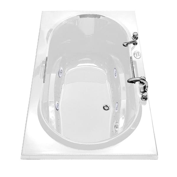 MAAX Antigua 72 in. Acrylic Center Drain Oval Drop-in Whirlpool and Air Bath Bathtub in White