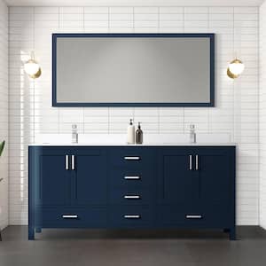 Jacques 72 in. W x 22 in. D Navy Blue Bath Vanity, Cultured Marble Top, and Faucet Set
