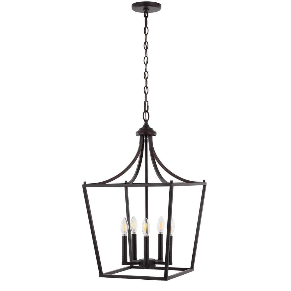 Camden 16" Oil-Rubbed Bronze 5-Light LED Iron Pendant Lantern