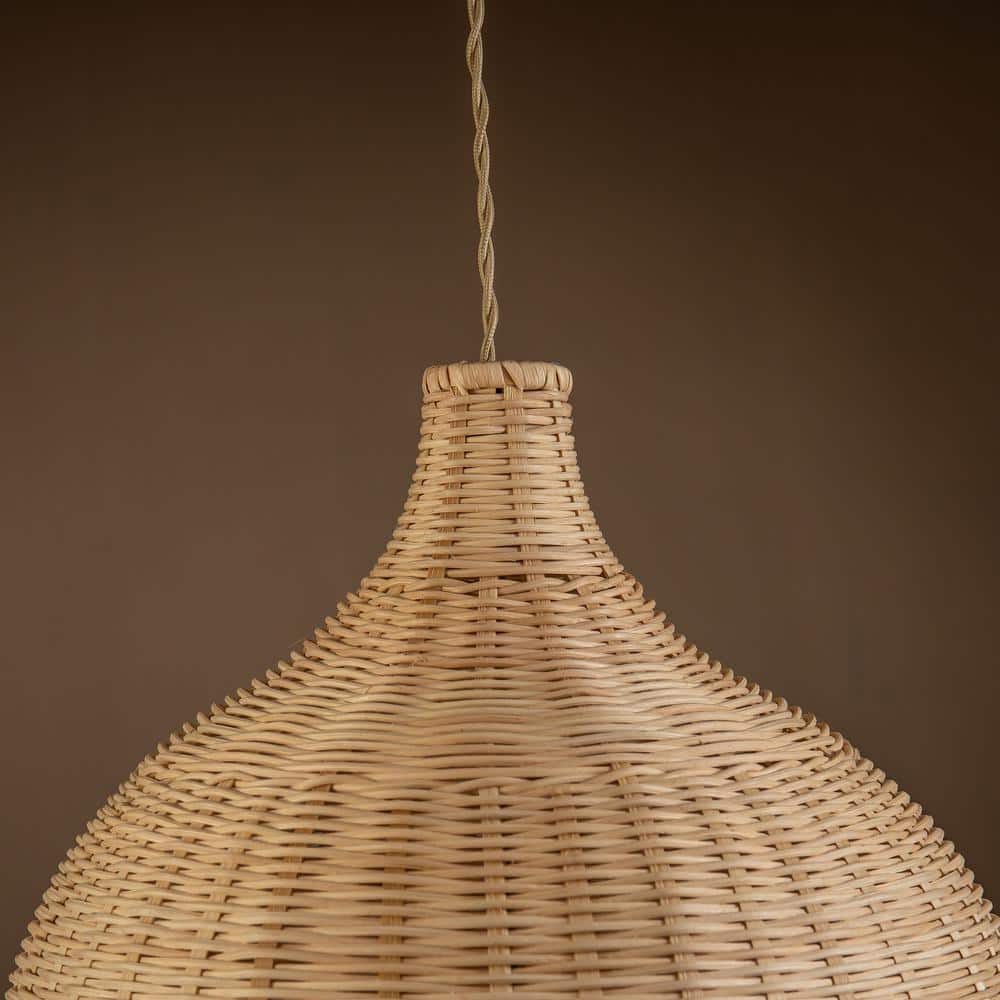 Bohemian Charm Handwoven Rattan Dome Pendant Light in Brown