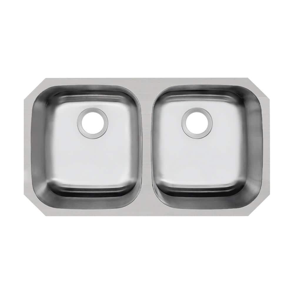 32 in. Undermount 50/50 Double Bowl 16-Gauge Stainless Steel Kitchen Sink