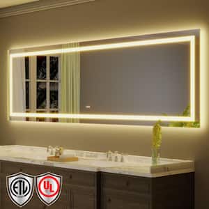 118 in. W x 36 in. H Rectangular Frameless Anti-Fog LED Light Wall Bathroom Vanity Mirror with Backlit and Front Light