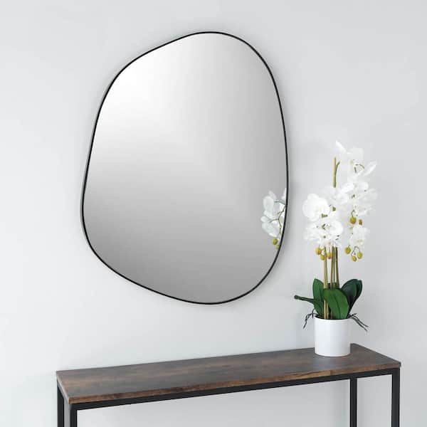 Luna Organic Decorative Mirror, Satin Black W 27.5 in. x H 35.5 in.