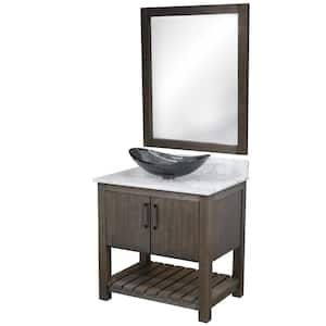 31 in. W x 22 in. D x 31 in. H Single Sink Bath Vanity in Cafe Mocha with Carrara White Marble Top and Mirror