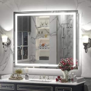 44 in. W x 36 in. H Rectangular Frameless Front and Back LED Lighted Anti-Fog Tempered Glass Wall Bathroom Vanity Mirror