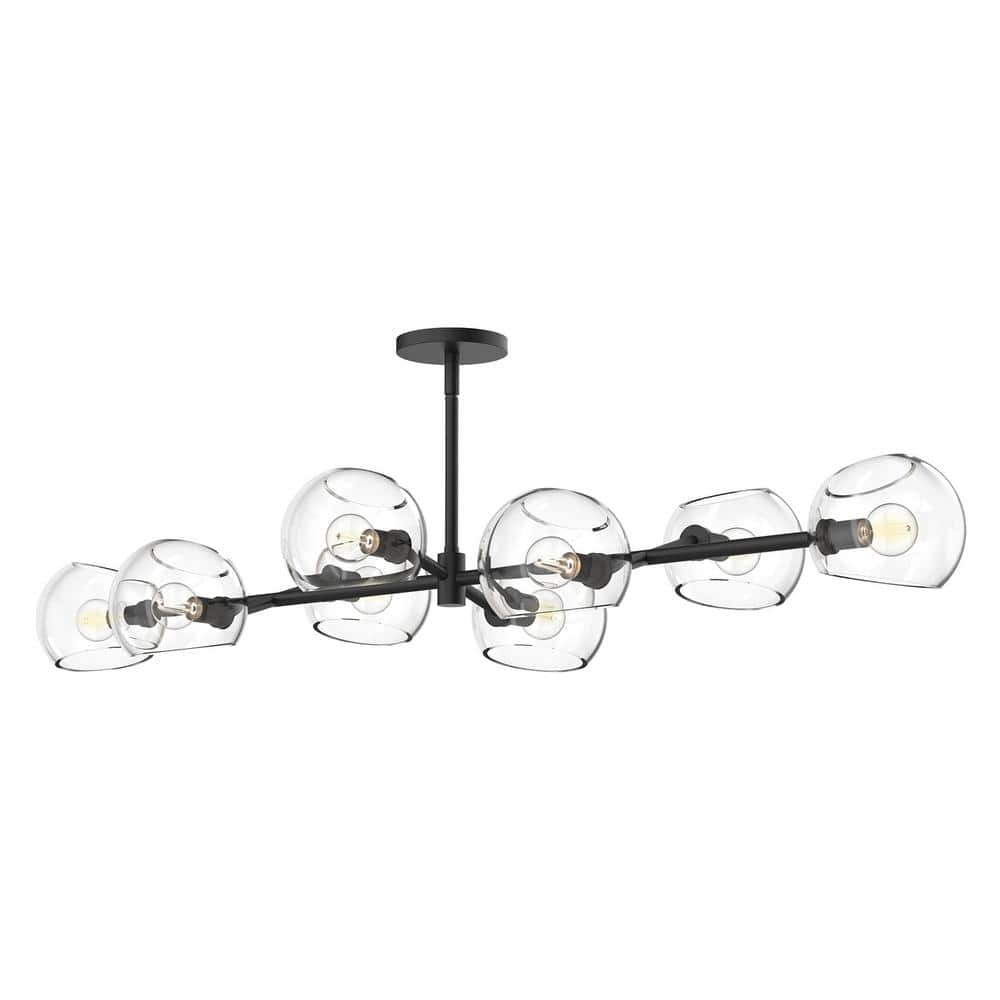 Willow 8-Light Matte Black and Clear Glass Chandelier