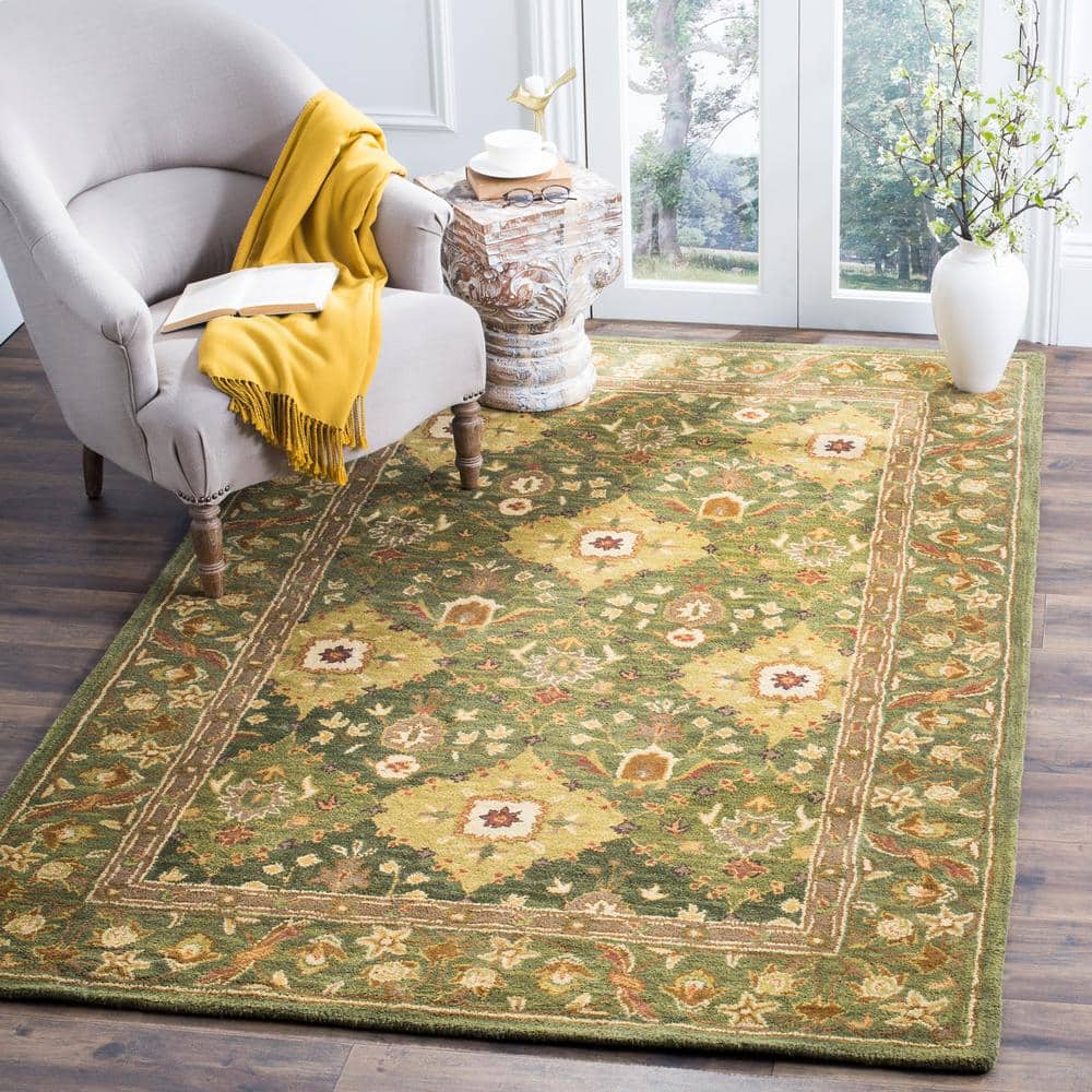 Olive Hand Tufted Wool Reversible Rug, 8'-3" x 11'
