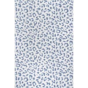 Mason Machine Washable Contemporary Leopard Print Blue 6 ft. x 9 ft. Area Rug
