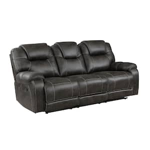 41 in. Pillow Top Arm Microfiber Rectangle Manual Recliner Sofa in. Brown