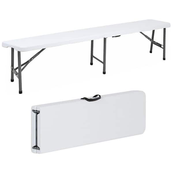 Unbranded Portable 72 in. Black Plastic Rectangle Picnic Table Seats 6-People with Carrying Handle for Picnic Camping