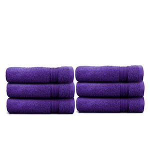 6-Piece Purple Geometric 100% Cotton Hand Towel Set