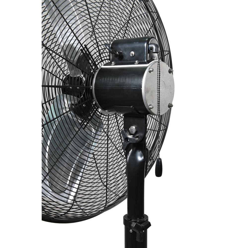 24" Black Adjustable Height Waterproof Pedestal Fan
