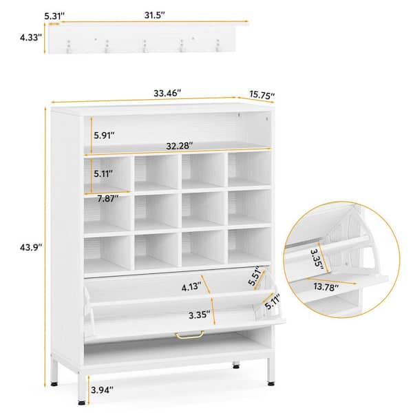 BYBLIGHT 55 in. H x 25 in. W White 24-Pairs Shoe Storage Cabinet, 8-Tier  Shoe Rack BB-XK00039GX - The Home Depot