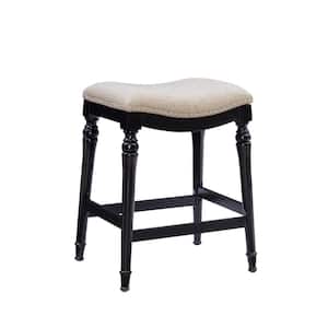 Collins Big and Tall Black Counter Height Stool with Padded Saddle Seat