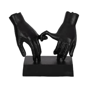 Black 11 in. x 10 in. Metal Entwined Hands Sculpture