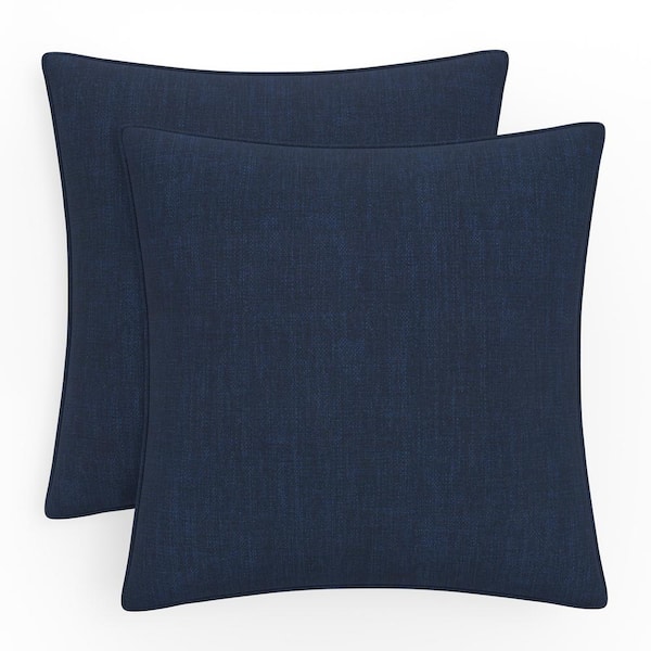 Pillow Perfect Solid Twill 16.5 in W x 5 in H Outdoor Accent Throw Pillows 2-Count in Splash Indigo Blue
