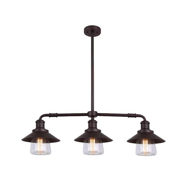 CANARM Indi 3-Light Bronze Pendant with Clear Glass
