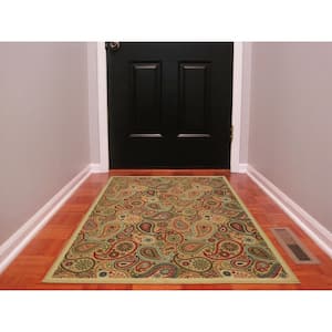 Well Woven Non-Skid/Slip Rubber Back Antibacterial 3x5 (3'3 x 4'7) Door  Mat Rug Timeless Oriental Red Traditional Classic Sarouk Thin Low Pile  Machine Washable Indoor Outdoor Kitchen Hallway Entry 