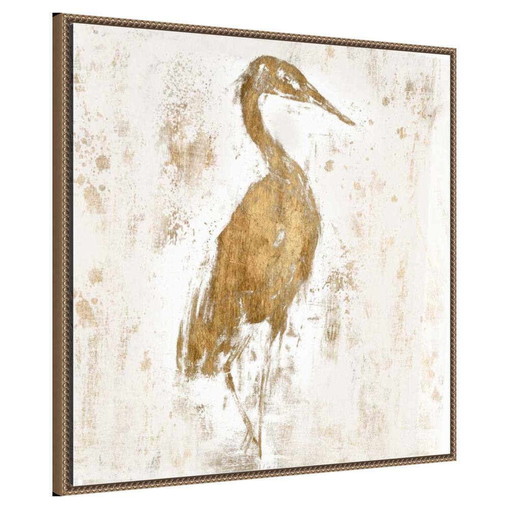 30" x 30" Gilded Heron Abstract Canvas Wall Art with Beaded Bronze Frame