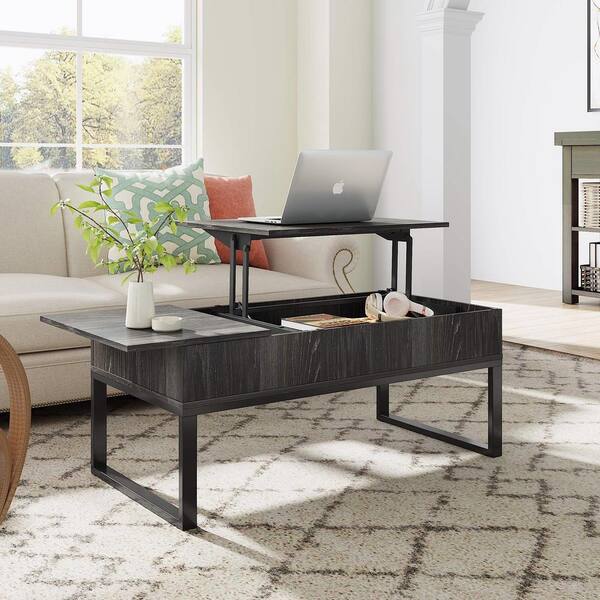 WLIVE Lift Top Coffee Table with Hidden Storage Compartment and Metal  Frame,Lift Tabletop and Sliding Drawer for Living Room Home, Office, Black