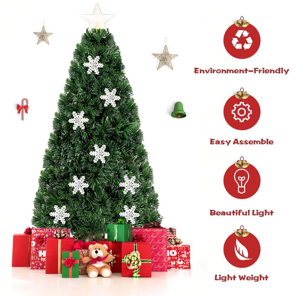 5-Foot Green Fiber Optic Artificial Christmas Tree with Multicolor LED Lights
