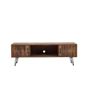 HOMESTYLES Bungalow 54 in. Brown Wood TV Stand Fits TVs Up to 60 in ...