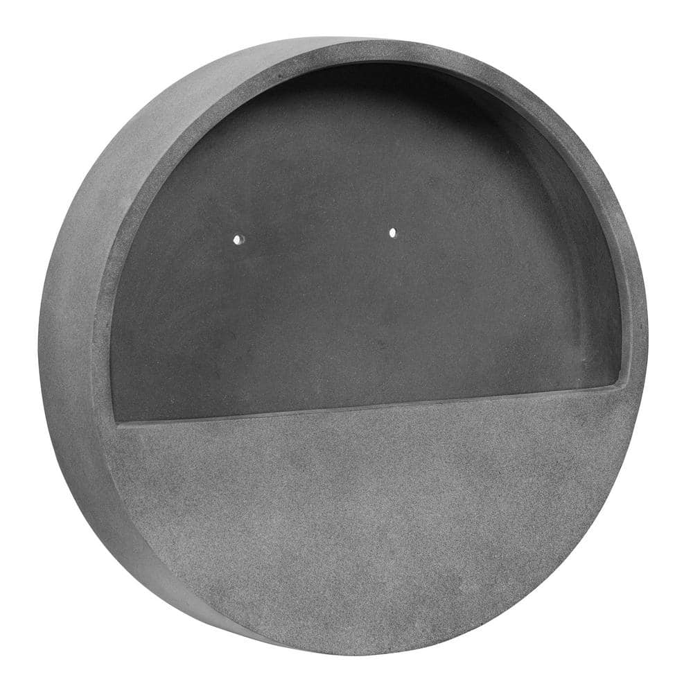 PotteryPots Wally Small 15.7 in. Dia Gray Fiberstone Indoor Outdoor